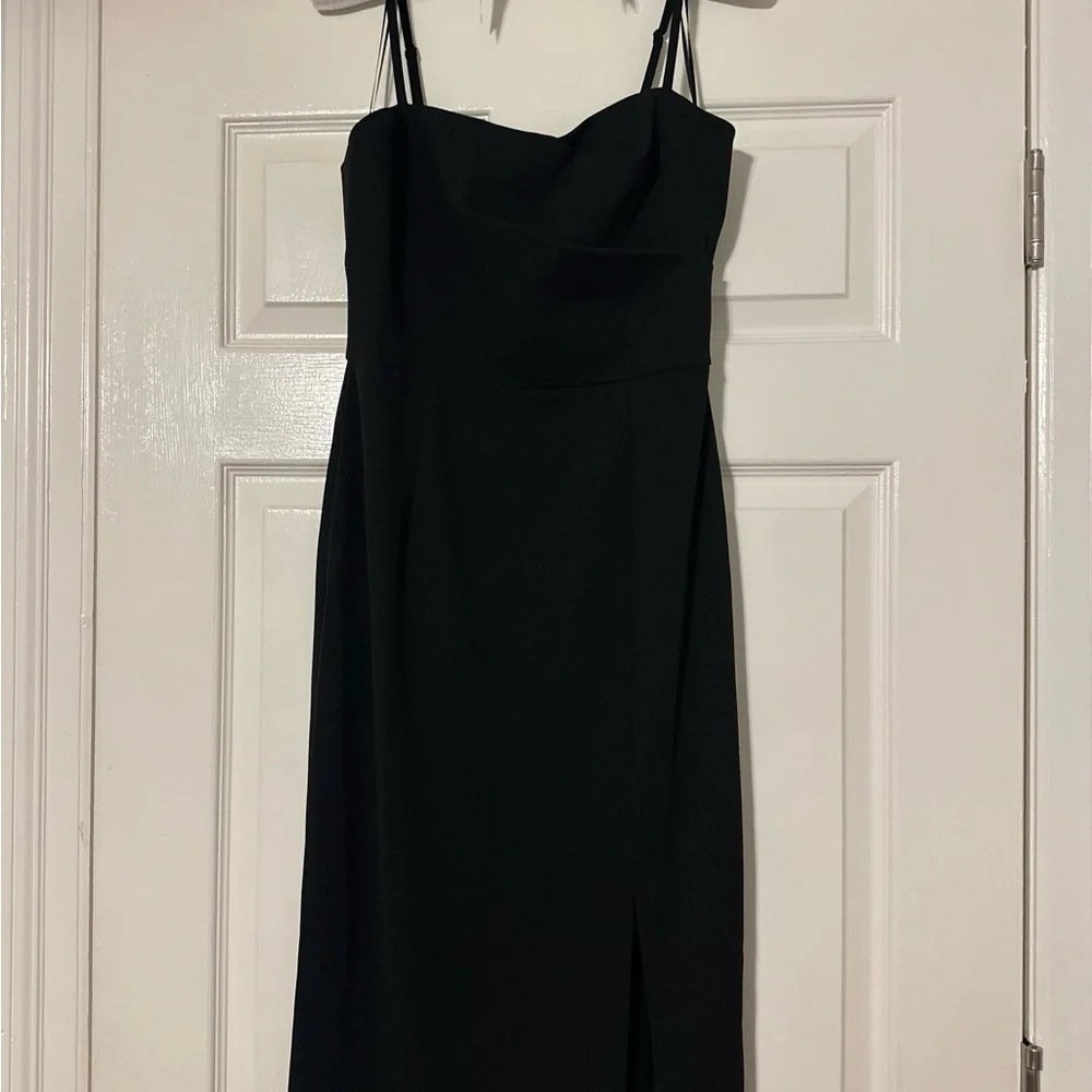 Dress the Population Black Sheath Midi Dress with Slit - size women’s medium - Picture 4 of 5